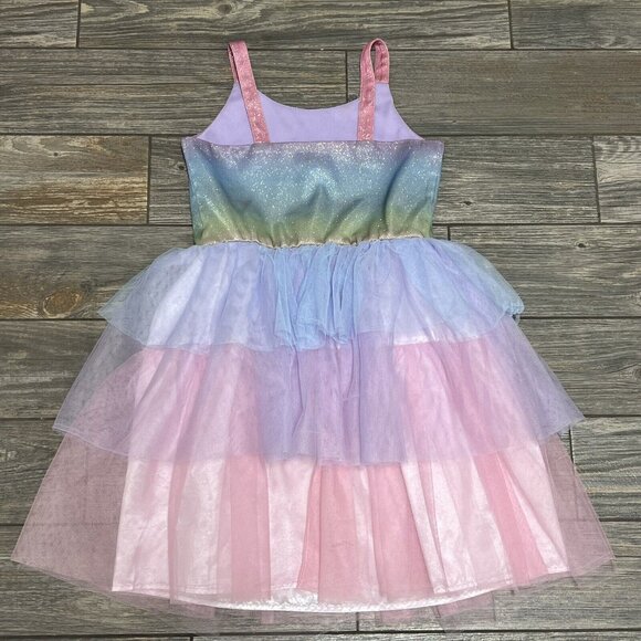 Zunie Girl’s Dress Size 10/12 Pink Ombre Sparkle Glitter Sleeveless Tiered M L - Picture 4 of 10